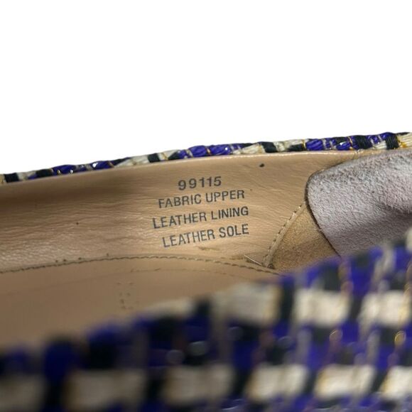 J. Crew Collection Etta Made in Italy Blue Tweed Block Heel Pumps Leather Sole - Picture 9 of 13